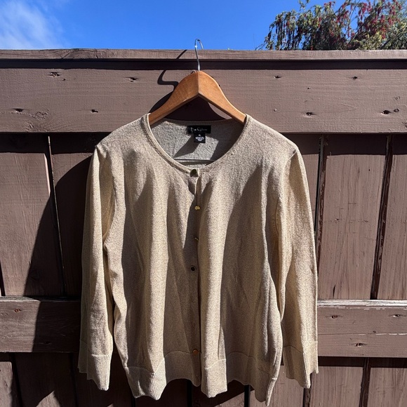 💕LIKE NEW💕 Light Gold Metallic-Thread Cardigan - Picture 2 of 13